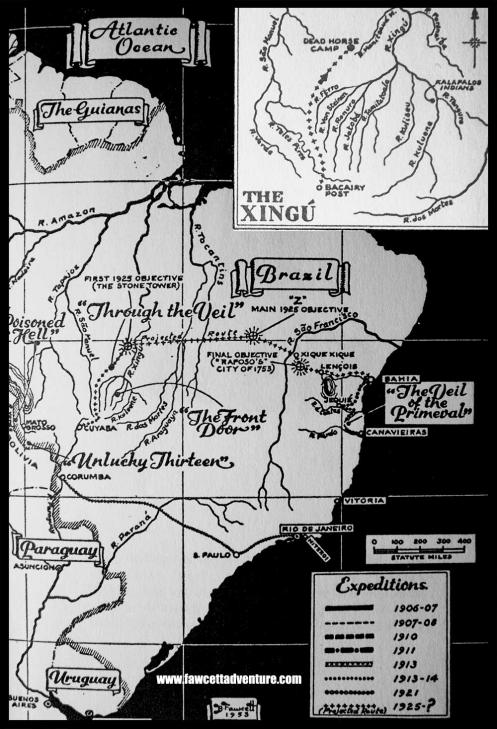 2 map colonel fawcett expeditions