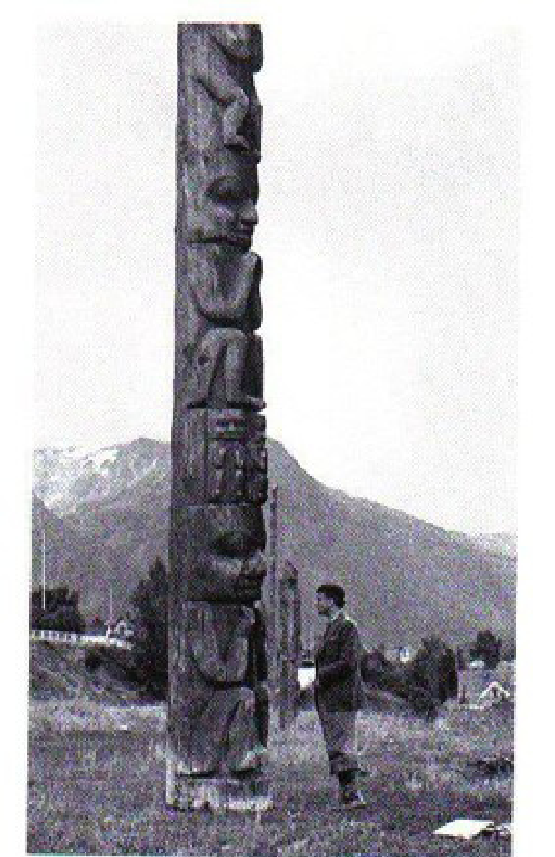 Arlette seligmann kurt seligmann in front of a gitksan totem pole british columbia