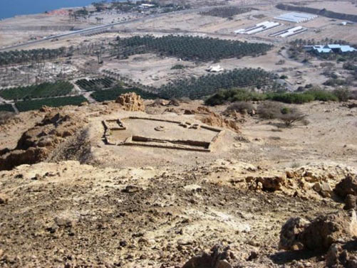 Chalcolithic temple above modern kibbutz ein gedi