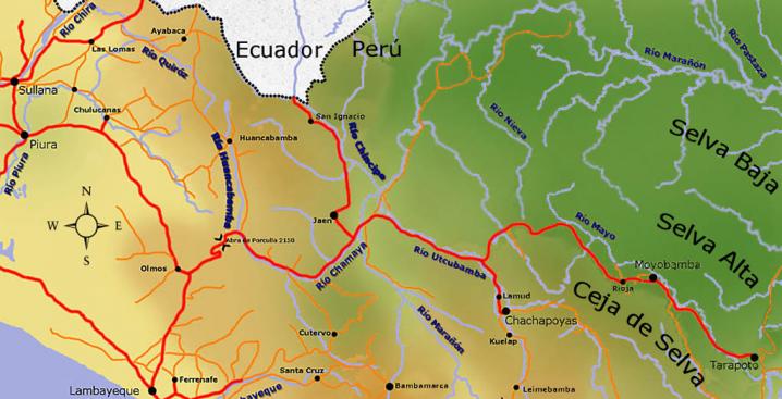 Map chachapoyas perou