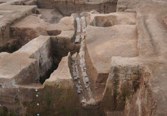 Ruins ancient drainage system china pingliangtai xinhua