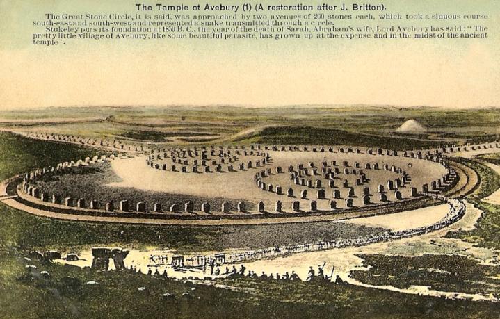 Wiltshire avebury old depiction of the great stone circle